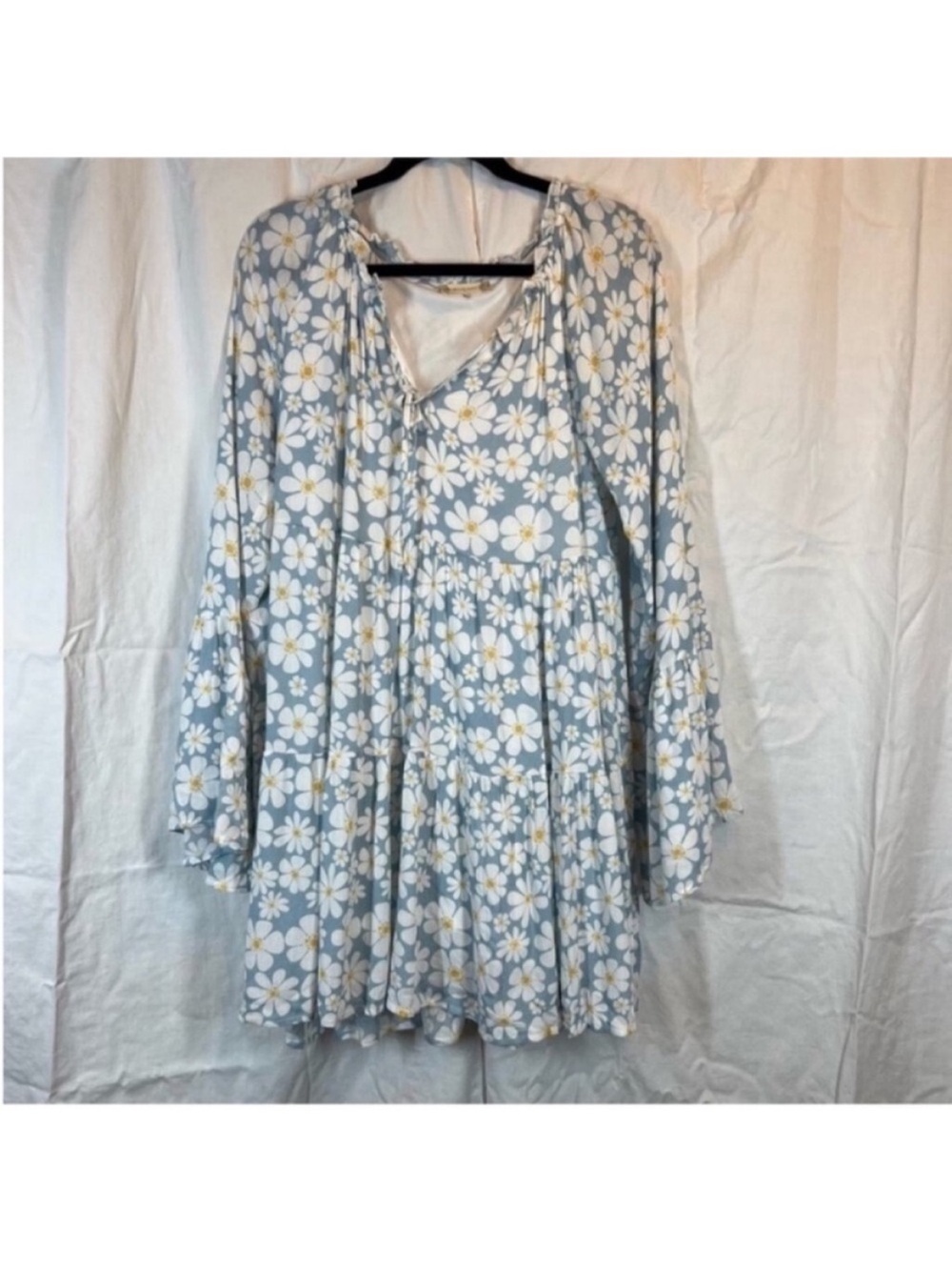 Altar’d State Daisy Print Tierred Bell Sleeve Baby Doll Dress